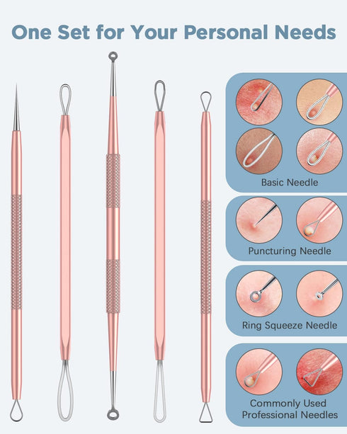 TAYTHI Blackhead Remover Tool Kit, Pimple Popper Tool, Stainless Steel Extraction Tools for Face