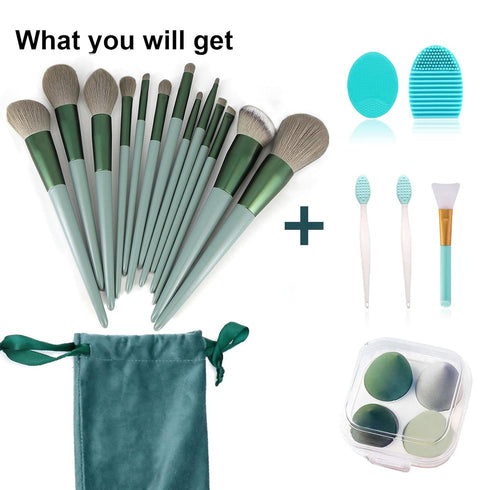 Koccido 22 Pcs Makeup Brushes Kit, Foundation and Eyeshadow Brush Set, Green