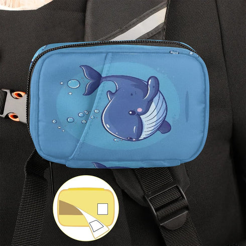 Honeybaby Cute Blue Whale Pill Case Bag Portable Weekly Pill Organizer Travel Pill Organizer Case Bag with Zipper
