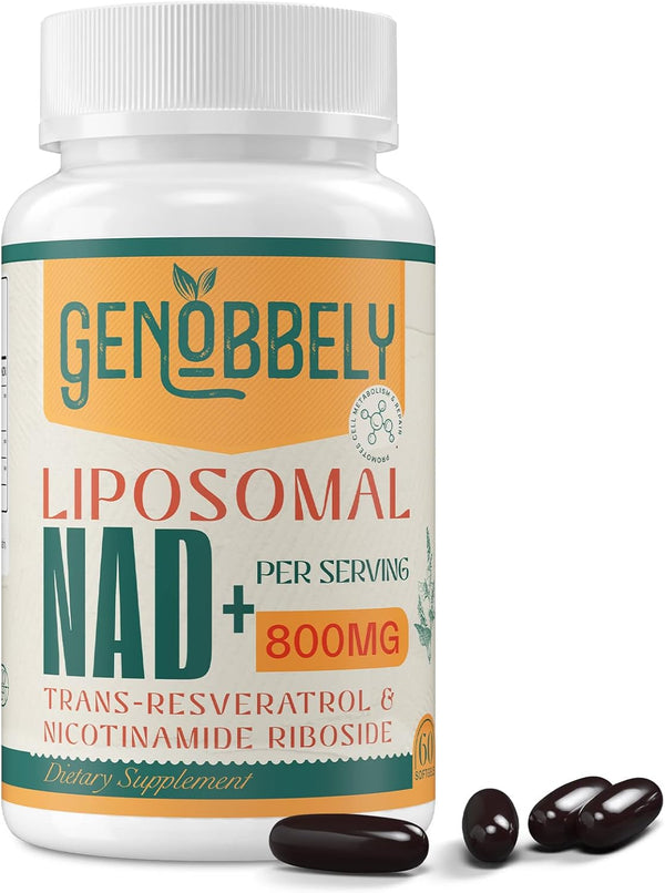 GENOBBELY 800 mg Liposomal NAD+ Supplement with Nicotinamide Riboside, 60-Day Supply for Healthy Aging