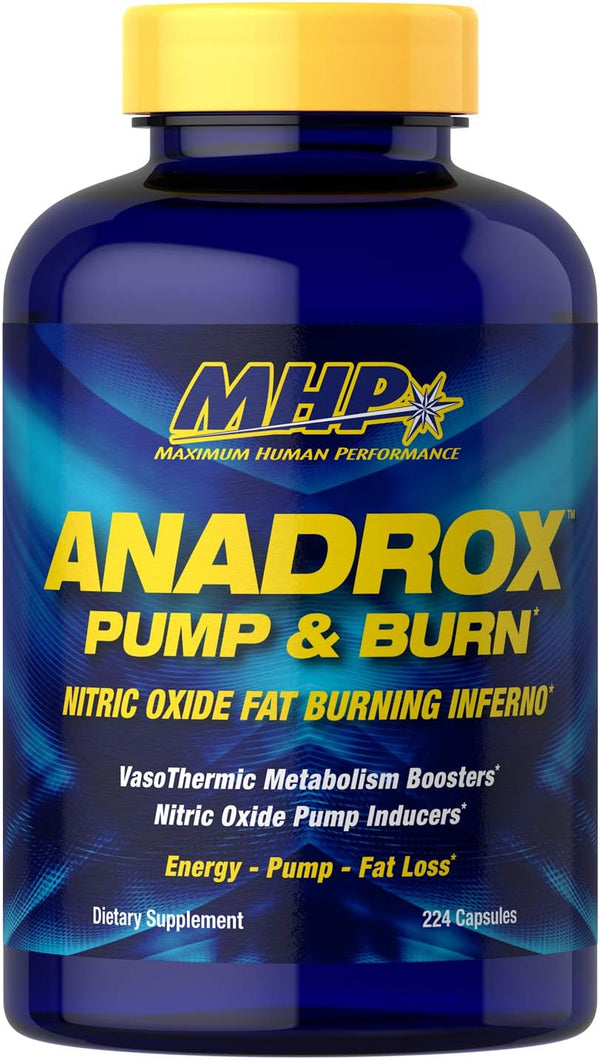 MHP Anadrox Pump & Burn, Nitric Oxide Fat Burning Supplement, 224 Capsules