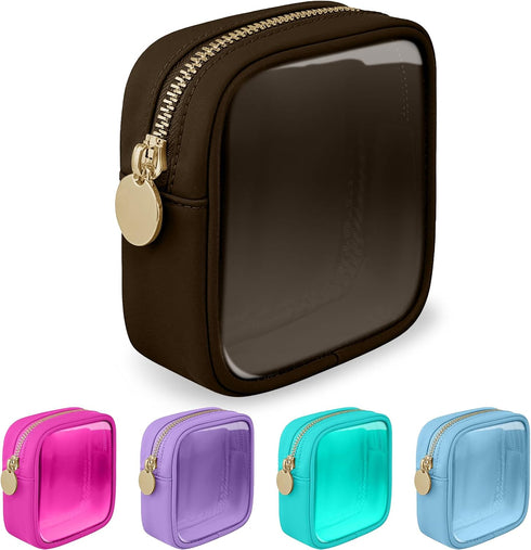 Nylon Mini Clear Makeup Organizer Bag, Small Cute Black Cosmetic Zipper Pouch for Women, Waterproof Travel Storage