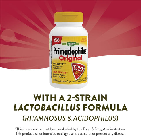 Nature's Way Primadophilus Original, 5 Billion, 180 Capsules for Digestive Health