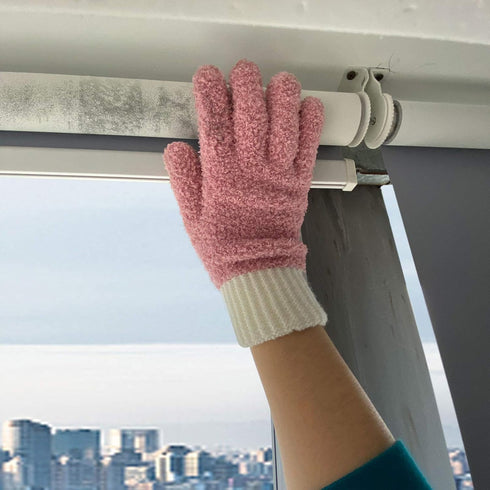 MIG4U Reusable Lint-Free Pink Microfiber Dusting Gloves, 2 Pairs S/M for House Cleaning, Blinds, Windows