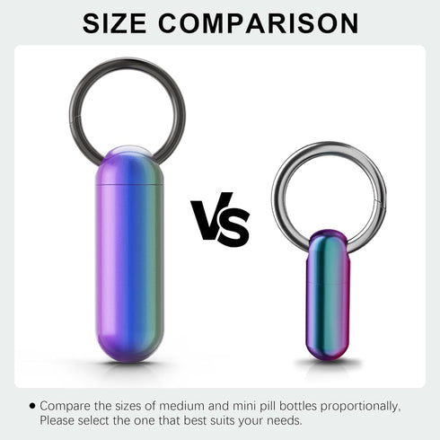 Small Pill Case Keychain, Portable Pill Container, Waterproof Titanium Pocket Pill Organizer, Tiny Pill Holder Bottle