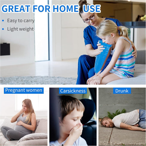 16 Pack Disposable Blue Emesis Bags for Kids, 1000 ml Portable Nausea Bags for Pregnant Women, Leak Resistant Design