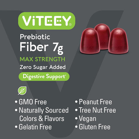 Prebiotic Fiber Gummies for Adults, 7g - Zero Sugar Added - Digestive Health Regularity & Natural Weight Support -