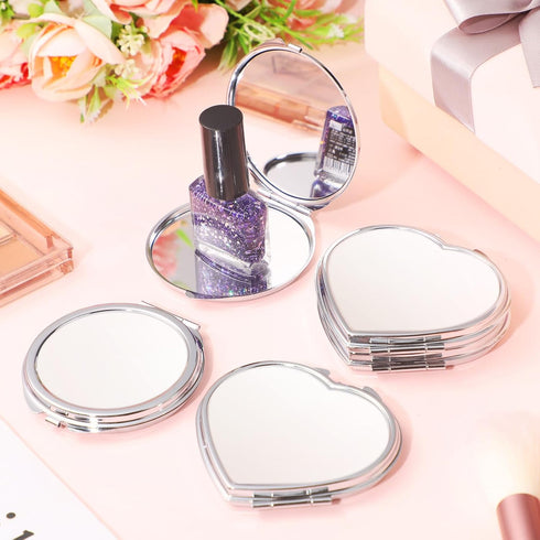 Jetec 6 Pcs Sublimation Blanks - Small Compact Mirror Bulk Folding Pocket Makeup Mirror for Women Gift Travel