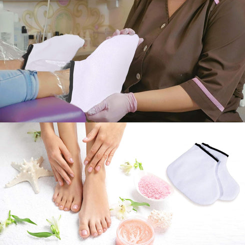 Paraffin Wax Mitts for Hand and Feet - Terry Cloth Booties Essential Oil Gloves for Hand Foot Care Spa Pedicure
