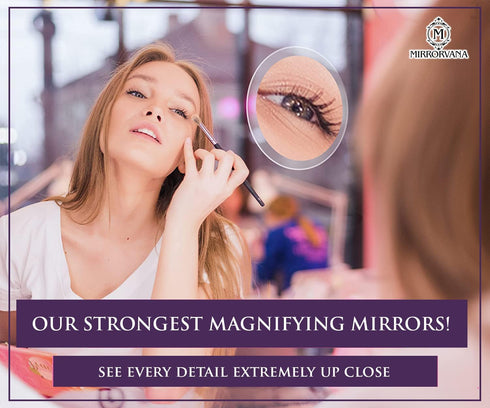 MIRRORVANA 20X & 10X Magnifying Mirror Set, Compact Travel Ready Mirror with 3 Suction Cups
