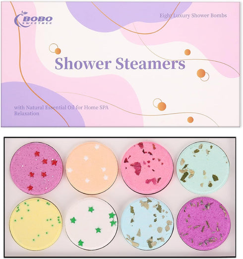 Shower Steamer Aromatherapy for Women, Natural Essential Oil Shower Bombs, Relaxing Self Care SPA Set, Pack of 8