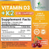 Vitamin D3 K2 2000 IU Plus with K2 (MK-7) 75 mcg - Vitamins D & K Complex Supplement for Bone, Teeth, Muscle Health