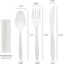 Party Essentials Individually Wrapped Plastic Cutlery Packets/Silverware Kits, White Fork/Spoon/Knife/Napkin, 100 Sets by Party Essentials