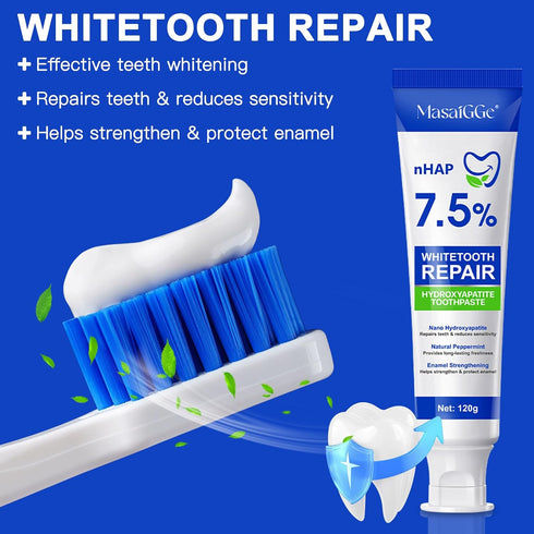 MASAIGGE 7.5% Hydroxyapatite Toothpaste, Hydroxyapatite Toothpaste for Enamel Protection and Tooth Strengthening