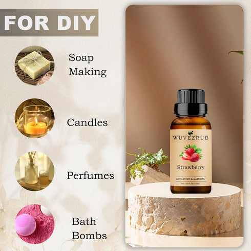 Strawberry Essential Oils - 10ML, Organic 100% Pure and Natural for Aromatherapy Diffuser