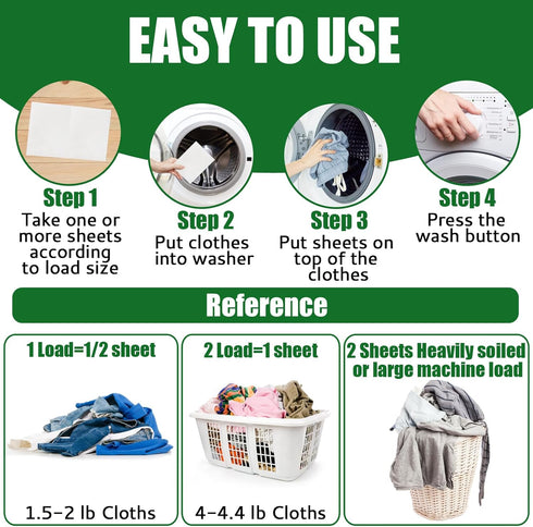 Laundry Detergent Sheets - Up to 180 Loads, Fresh Unscented, Eco-Friendly, Lightweight, No Plastic