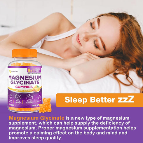 Magnesium Glycinate Gummies 1500mg for Adults with Ashwagandha & B6 - Organic Relaxation, Energy & Muscle Support - 60