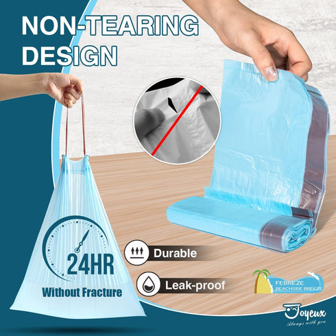 JOYEUX 2.6 Gallon Small Trash Bags, 66 Count No-Tearing Drawstring Mini Garbage Bags for Kitchen Bathroom