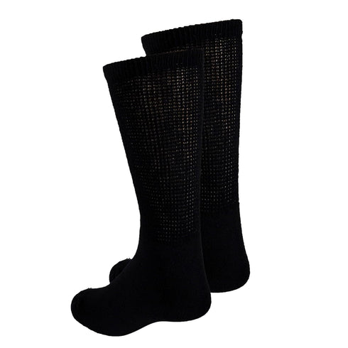 Truform Comfort Crew Diabetic Socks for Men and Women - Mid Calf, Black, Small