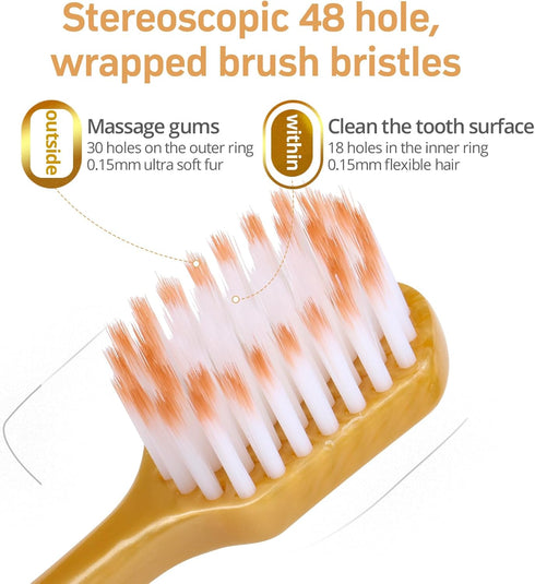 Adult Wide Head Soft Hair Toothbrush, Manual Toothbrush, Ultra Soft Brush Thread for Sensitive Teeth (6 Pack)
