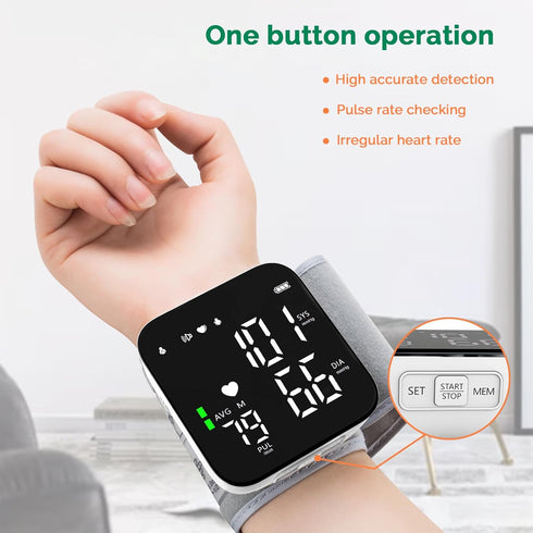 Wrist Blood Pressure Monitor - Automatic Talking Cuff with Digital Full Screen Display