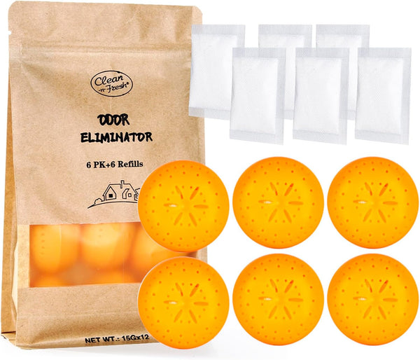 12 Pack Baking Soda Deodorizers, 6 Deodorizer Balls + 6 Refills, Odor Eliminator for Home, Up to 240 Days