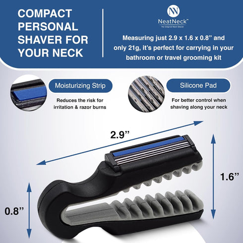 Precision Neck Shaver for Men, Compact & Comfortable Grip with 3 Disposables Razor Blades for Sensitive Skin