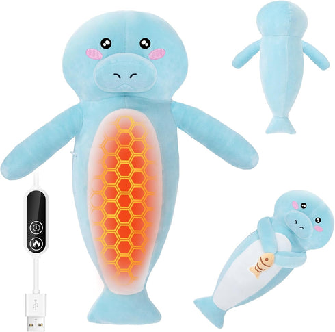 Heating Pad Stuffed Animal Manatee, Cute Heating Pad for Period Cramps, USB