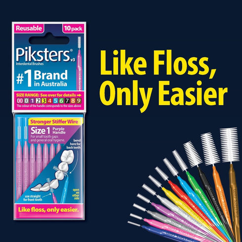 Piksters Interdental Brushes, 35 pk, Size 6, Tooth Brush for Larger Gaps, Gum Soft Bristles for Plaque Removal