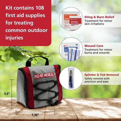 Trailblazer 3 108 Pac-Kit Outdoor First Aid Kit for Hiking, Camping and Outdoor Travel, Pieces