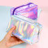 Teensery PU Leather Holographic Makeup Pouch, Waterproof Toiletries Organizer Pen Bag for Women and Girls, Purple