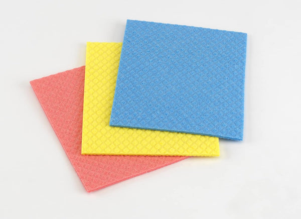 Casabella Cellulose Sponge Cloths Set of 3 All-Purpose Reusable Cleaning Wipes, 8