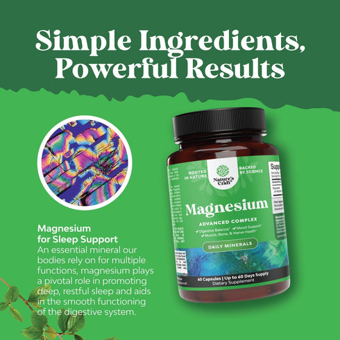 High Absorption Magnesium Complex Supplement - 500mg Magnesium Oxide & 500mg Magnesium Citrate for Sleep Support