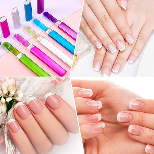 Mudder 5 Pack Glass Nail File with Case, Double Sided Crystal Fingernail File for Natural Nails Manicure