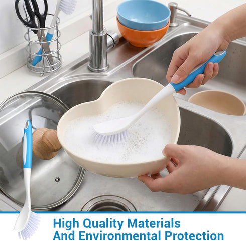 Meyeyaia 20pcs 11 Inch Blue Kitchen Dish Brush Bulk with Anti Slip Handle, Kitchen Bcrub Brush & Dish Brushes