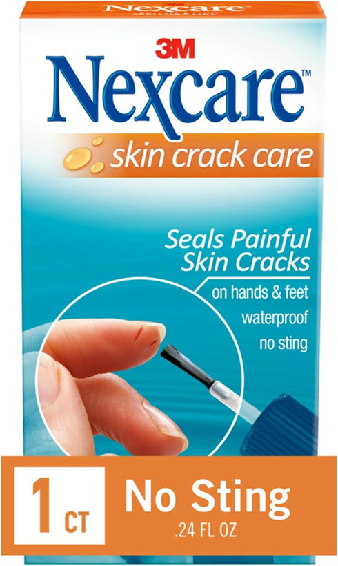 Nexcare Skin Crack Care, Waterproof No-Sting Liquid Bandage, 0.24 fl oz Bottle, Pack of 2