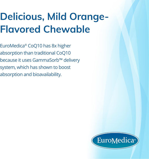 Euromedica CoQ10 Chewable, 100 mg for Energy, Antioxidant & Cognitive Health - 30 Tablets