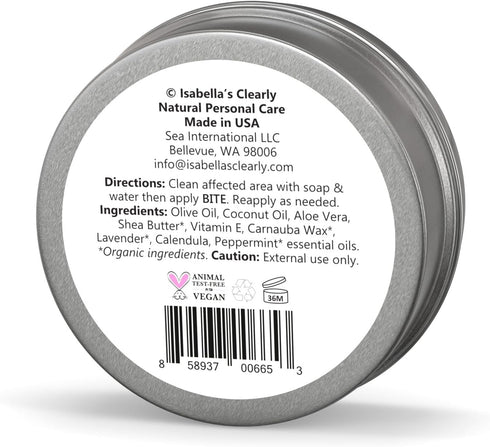 Isabella's Clearly BITE Soothing After Bite Balm, Fast Relief from Insect Bites, Natural Ointment with Aloe Vera