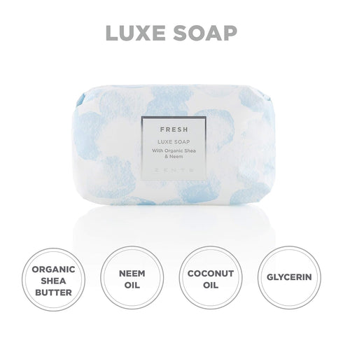 Zents Triple-Milled Luxe Bar Soap (Fresh Fragrance) | Moisturizing Soap with Organic Shea Butter | 5.7 oz