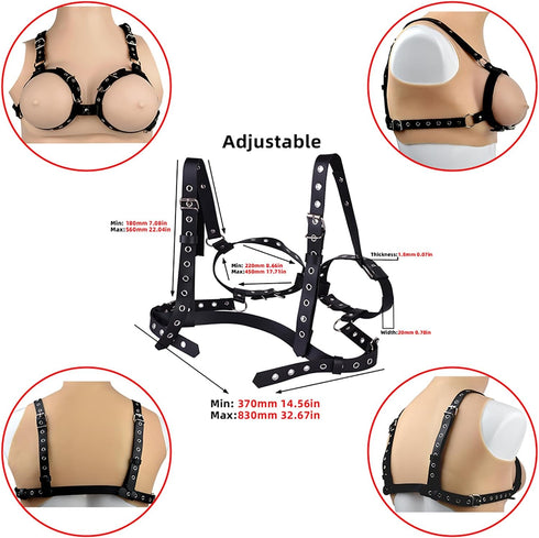 Set BDSM Breast Sex Bondage Restraints Punk Gothic, Body Harness for Women Sex Bondage Gear & Accessories, S&M Leather