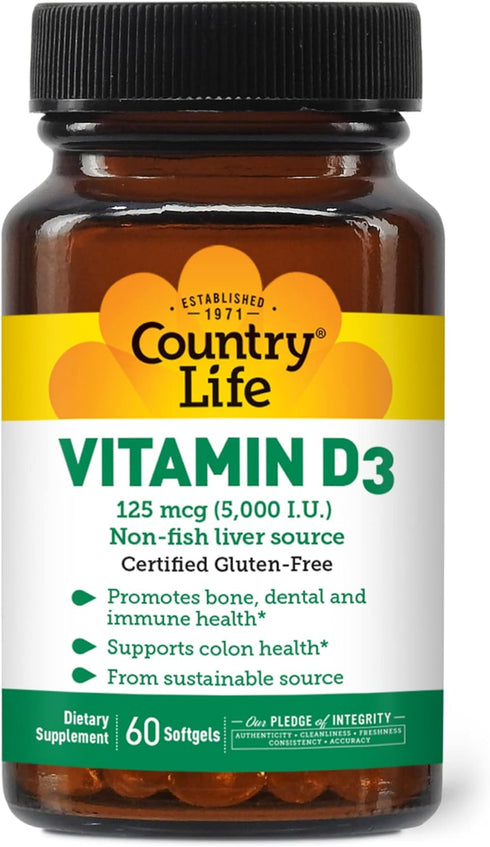 COUNTRY LIFE Vitamin D3 5000 IU - 60 Count