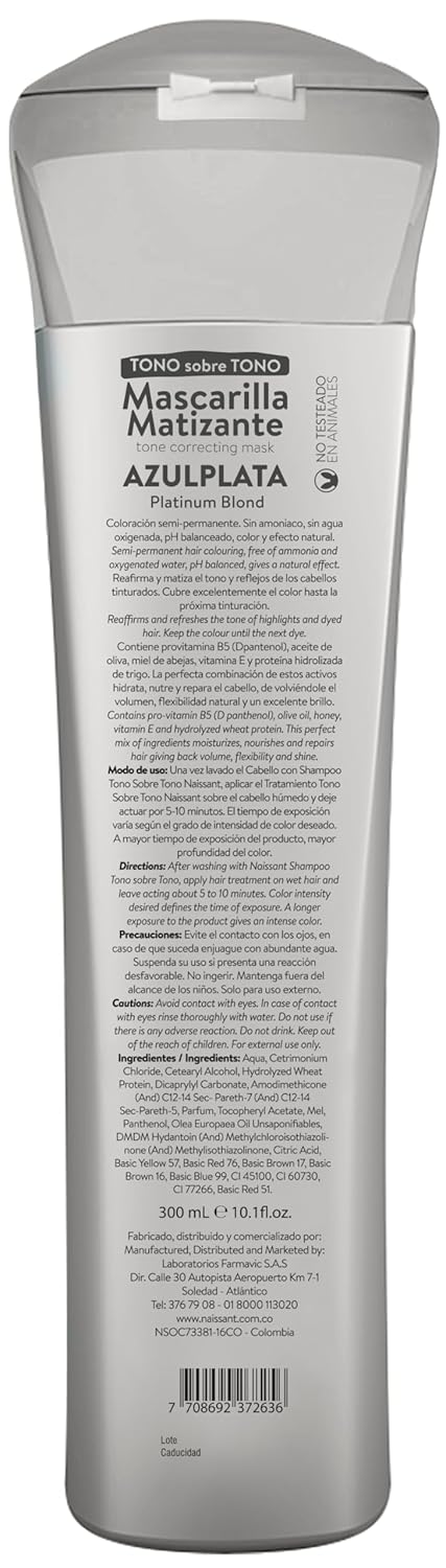 naissant Silver Ash Blonde Hair Blue Toning Mask | Neutralizes Yellow & Orange Tones | 10.1 Fl