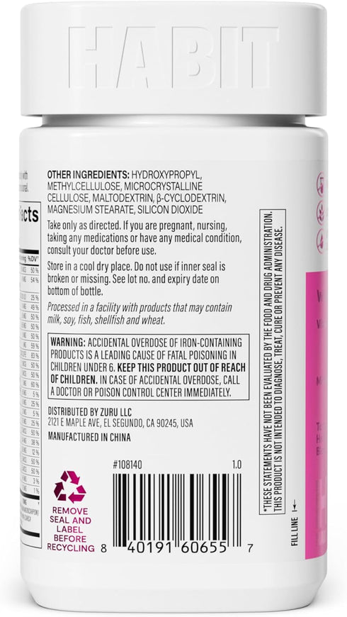 HABIT Womens Multi Supplement (60 Capsules) - New Look, Supports General Health & Wellness, 23 Essential Vitamins and
