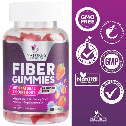 Fiber Supplement Gummies for Digestive Health & Regularity Support, 4g Gummy for Adults - 60 Gummies