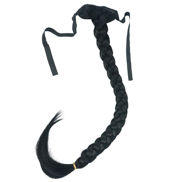 Lydell 24" Long Fishtail Braid Wrap Around Ponytail Extension - Synthetic Hairpiece #1 Black