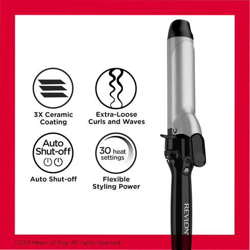 Revlon Perfect Heat Triple Ceramic Curling Iron, 1-1/2 in for Silky Smooth Loose Curls