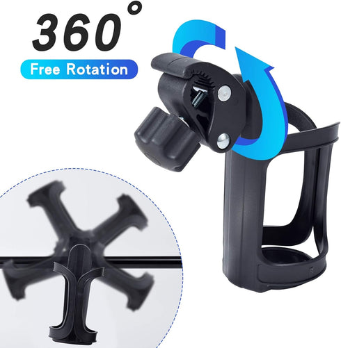Universal Stroller Cup Holder - Upgrade Drink Holder Attachment for Walker, Bike, Wheelchair, Motorcycle, Scooter,