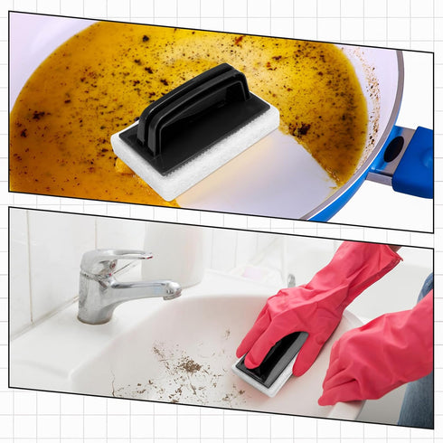 Maxdot 18 Set, 15 3 Swimming Pcs Handled Bath Scrubber Bathroom Scouring Pad Bathtub Scrubber with Handle Non Scratch