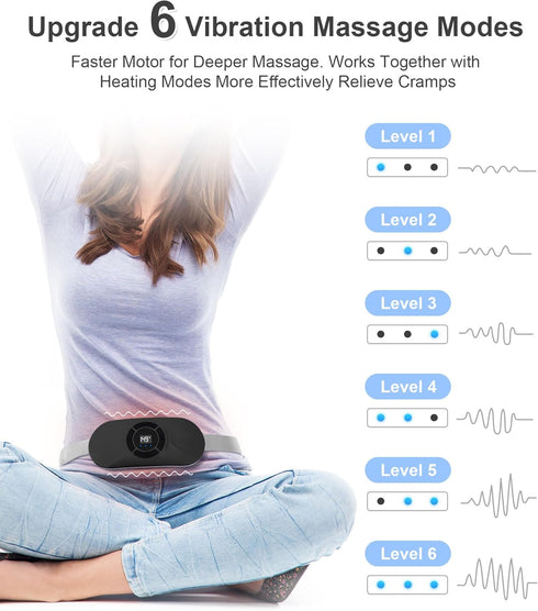 xinjue 6 6 3s Portable Cordless Heating Pad for Period Cramps, Voice Reminder Menstrual Heating Pad with Heat Levels