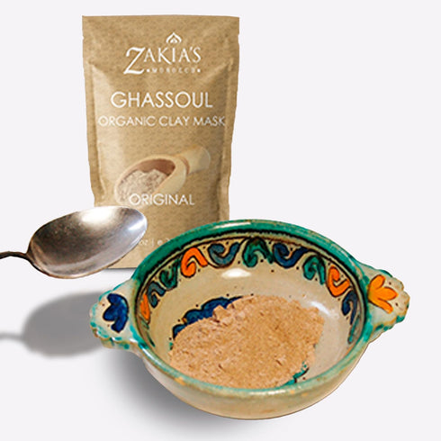Zakia's Morocco Rose Scented Rhassoul Clay Mask - Organic Anti-aging Facial Treatment (8 Oz)